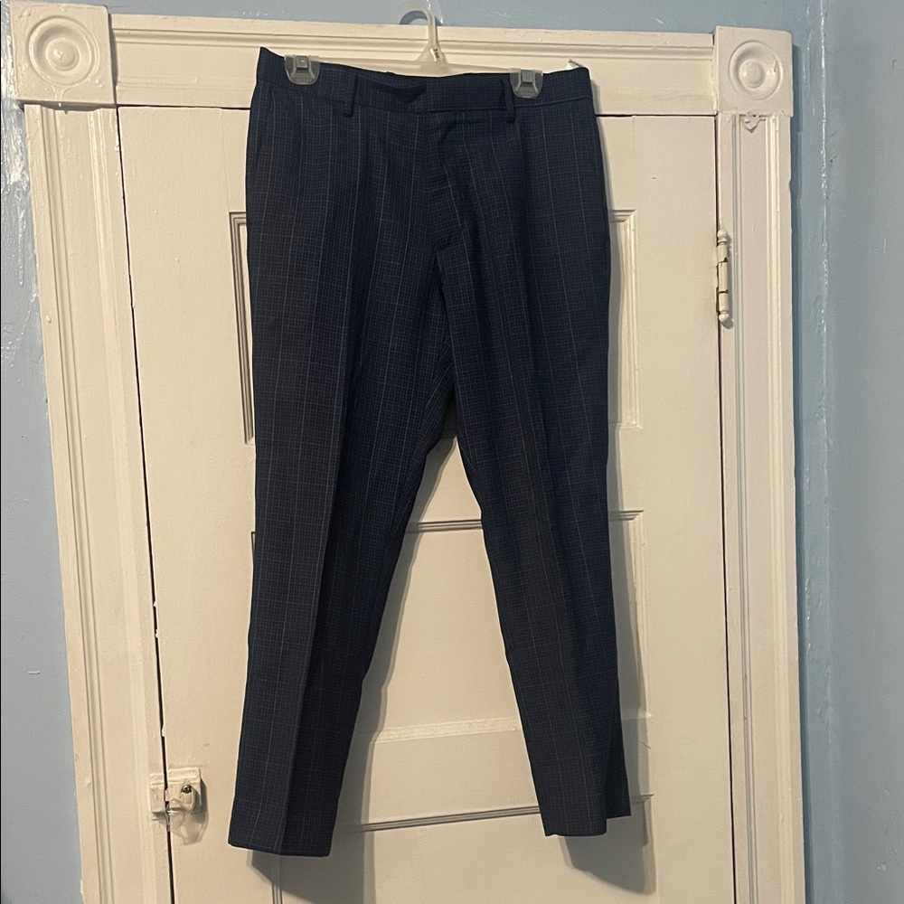 Men's Navy Plaid Pants
